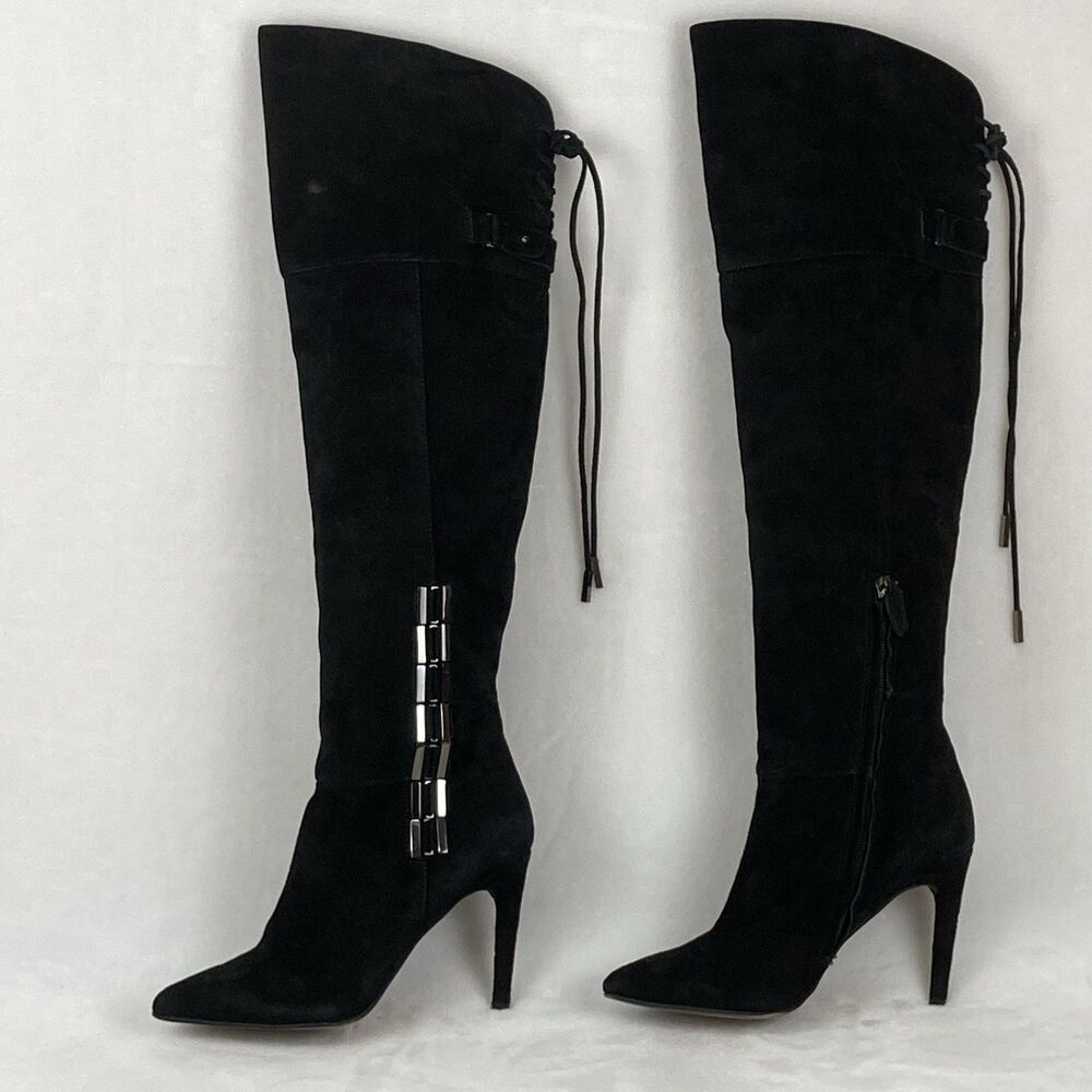 Dolce Vita Inara Boots Women’s Size 6 Black Suede Over The Knee Stiletto Heel
